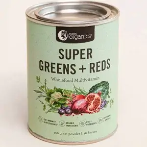 Nutra Organics Super Greens & Reds Powder - Plastic free vitamins